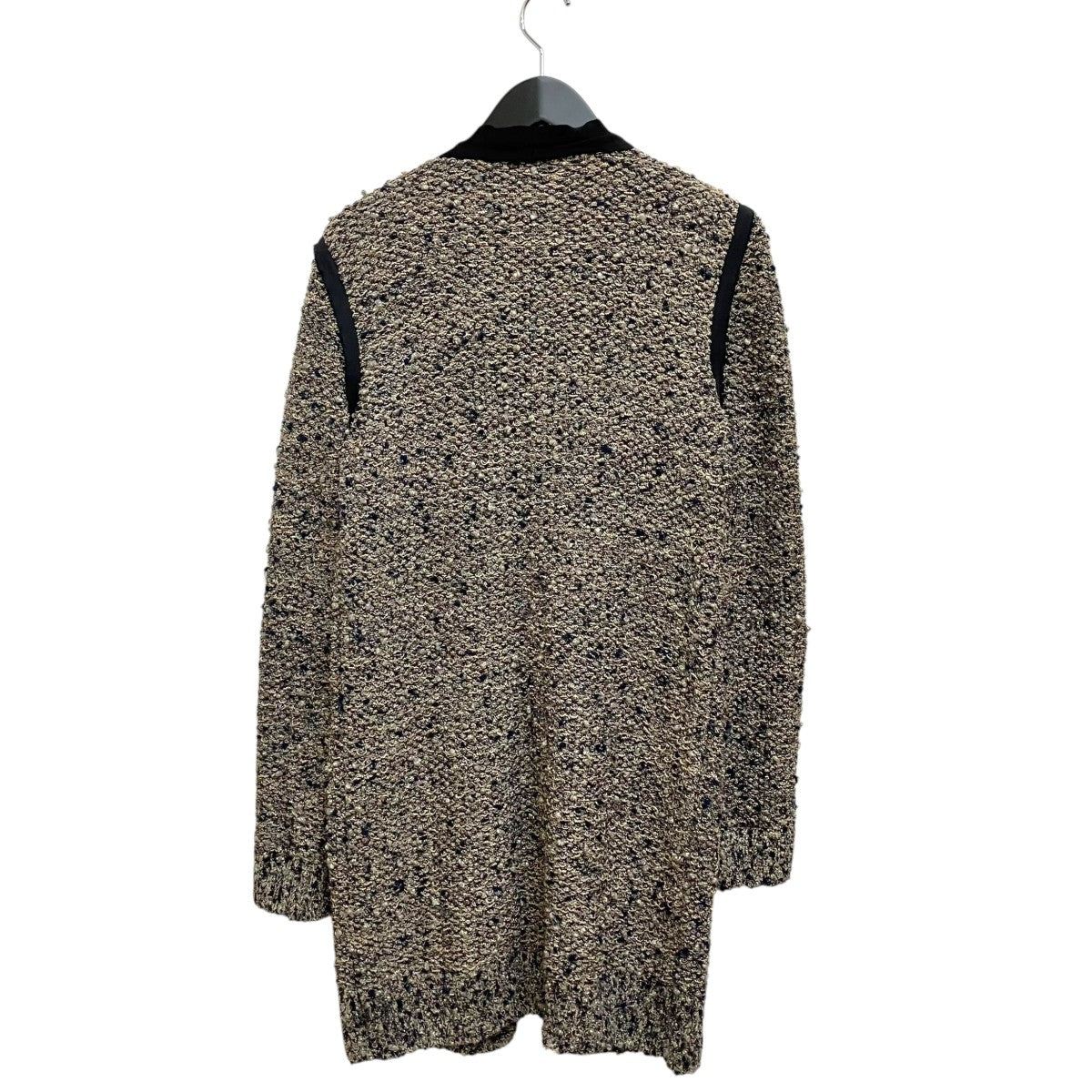 LANVIN Les 10ans ツイード 首元チェーン×パール装飾ニットコート 古着・中古-2枚目のアイテム画像