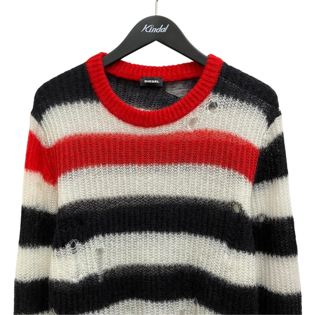 DIESEL ボーダーモヘアニット 古着・中古-3枚目のアイテム画像