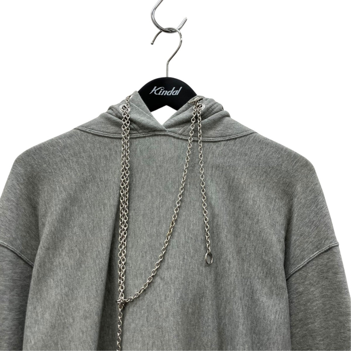 EXCLUSIVE SWEAT STUCKED HOODIE WITH CHAIN  5B014-0426-GR