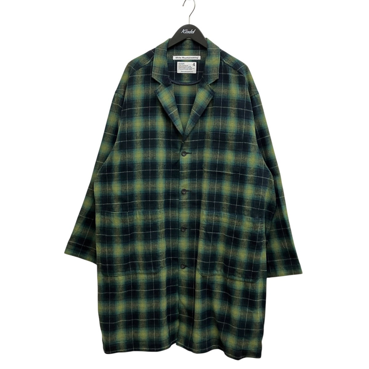 WHITE MOUNTAINEERING 24AW WIDE GUSSET SLEEVE OMBRE CHECK SHOP COAT WM2473116 古着・中古-1枚目のアイテム画像