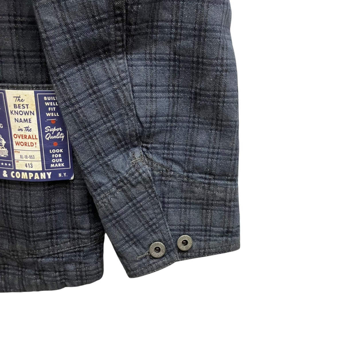 RRL チェック ジャガード デニム ジャケットカバーオール 古着・中古-4枚目のアイテム画像