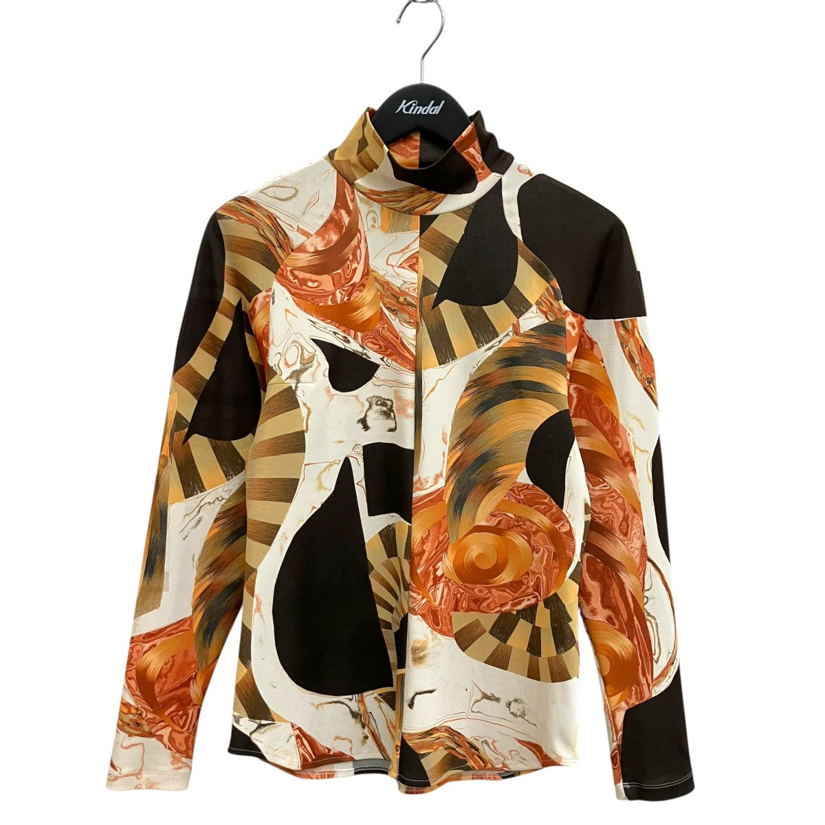 mame kurogouchi MARBLE PRINT HIGH NECK JERSEY TOP MM23FW-JS023 古着・中古-1枚目のアイテム画像