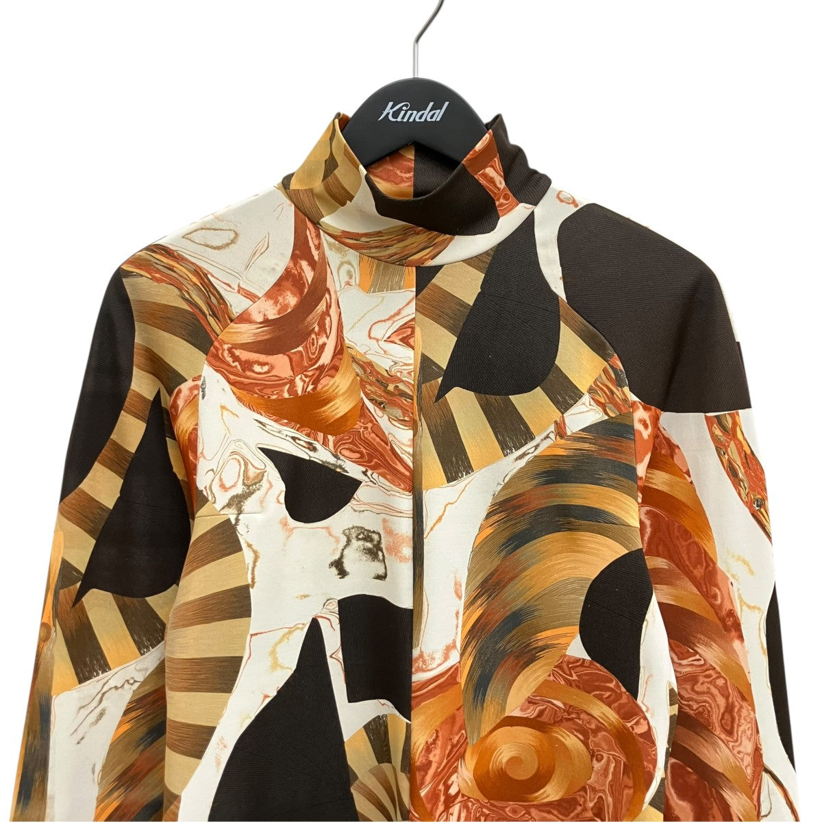 mame kurogouchi MARBLE PRINT HIGH NECK JERSEY TOP MM23FW-JS023 古着・中古-3枚目のアイテム画像