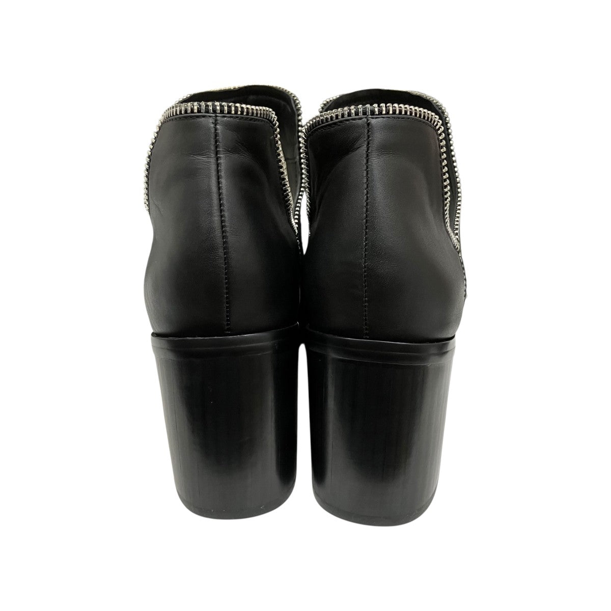 HUNTLEY I Black Leather Cut Out Zip Ankle Bootsショートブーツ