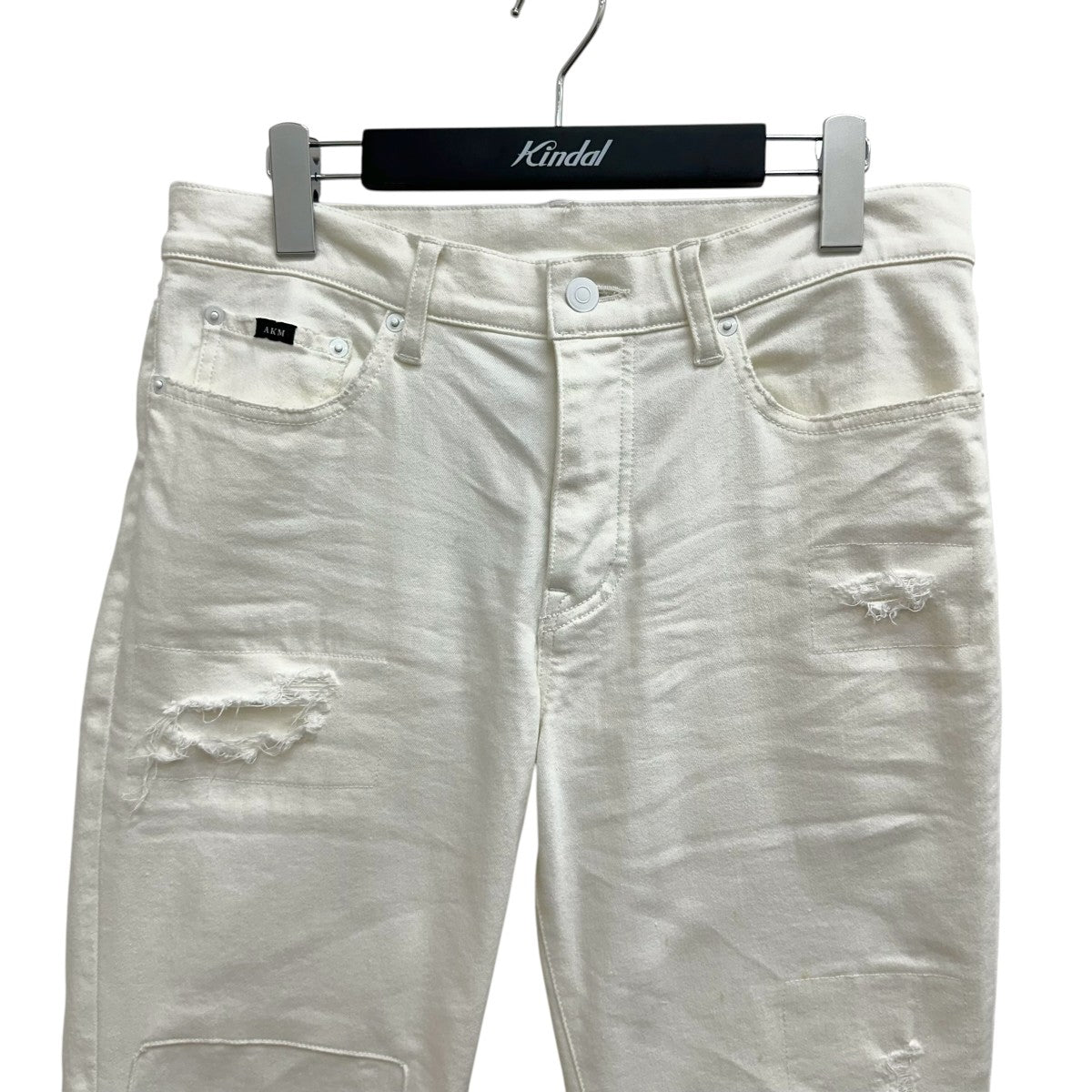 AKM HIGH STRETCH PATCHWORK 5POCKET SKINNY DENIM -WHITE HARD USED-スキニーデニムパンツP349/CNU194 古着・中古-3枚目のアイテム画像