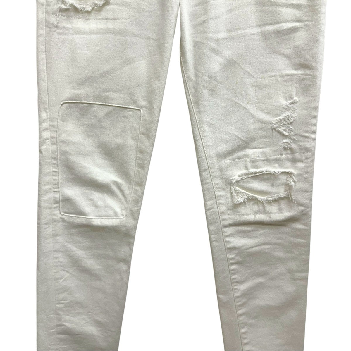 AKM HIGH STRETCH PATCHWORK 5POCKET SKINNY DENIM -WHITE HARD USED-スキニーデニムパンツP349/CNU194 古着・中古-4枚目のアイテム画像