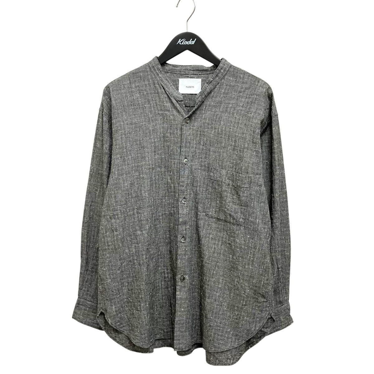 nuterm 別注”Band Collar Shirts” KASURI BLACKバンドカラーシャツ004SH-026S 古着・中古-1枚目のアイテム画像