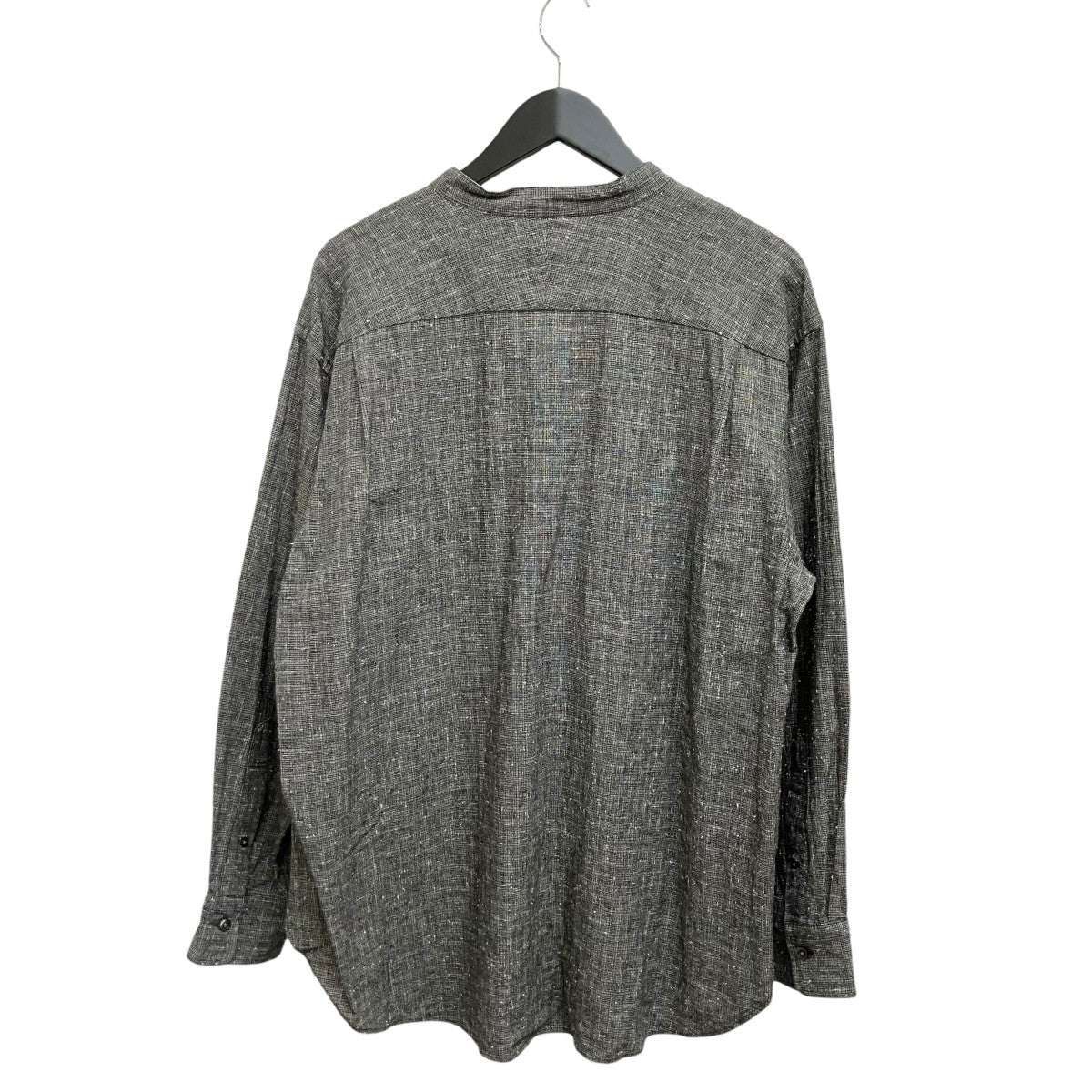 nuterm 別注”Band Collar Shirts” KASURI BLACKバンドカラーシャツ004SH-026S 古着・中古-2枚目のアイテム画像