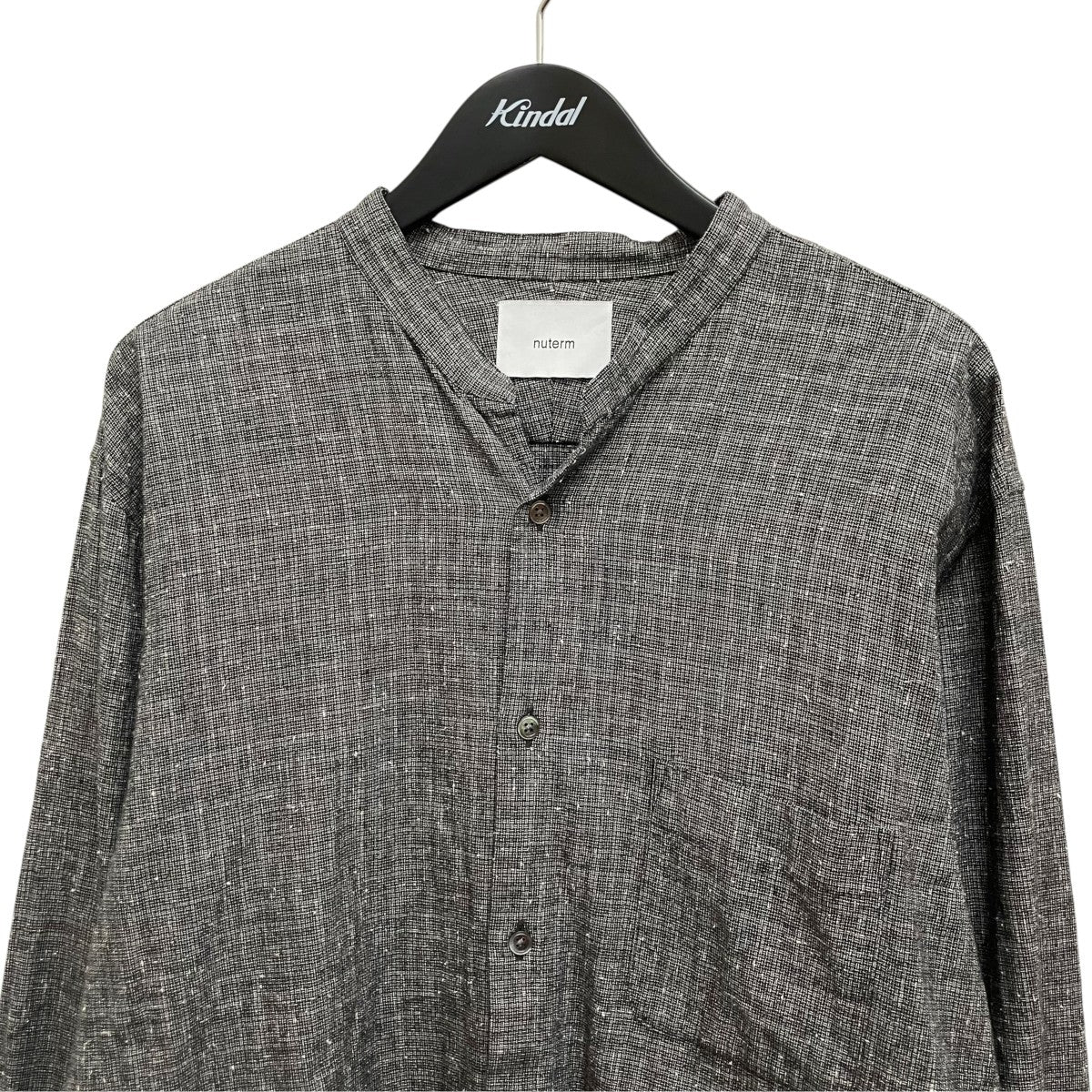 nuterm 別注”Band Collar Shirts” KASURI BLACKバンドカラーシャツ004SH-026S 古着・中古-3枚目のアイテム画像