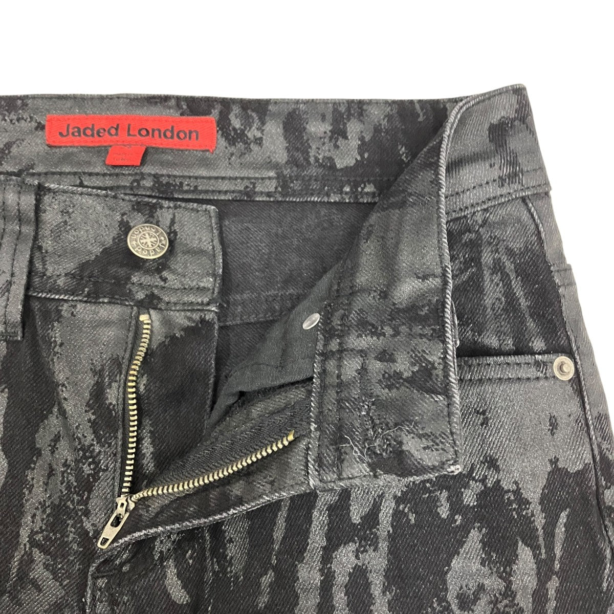 JADED LONDON Wax Coated Drift Bootcut Jeans 古着・中古-8枚目のアイテム画像