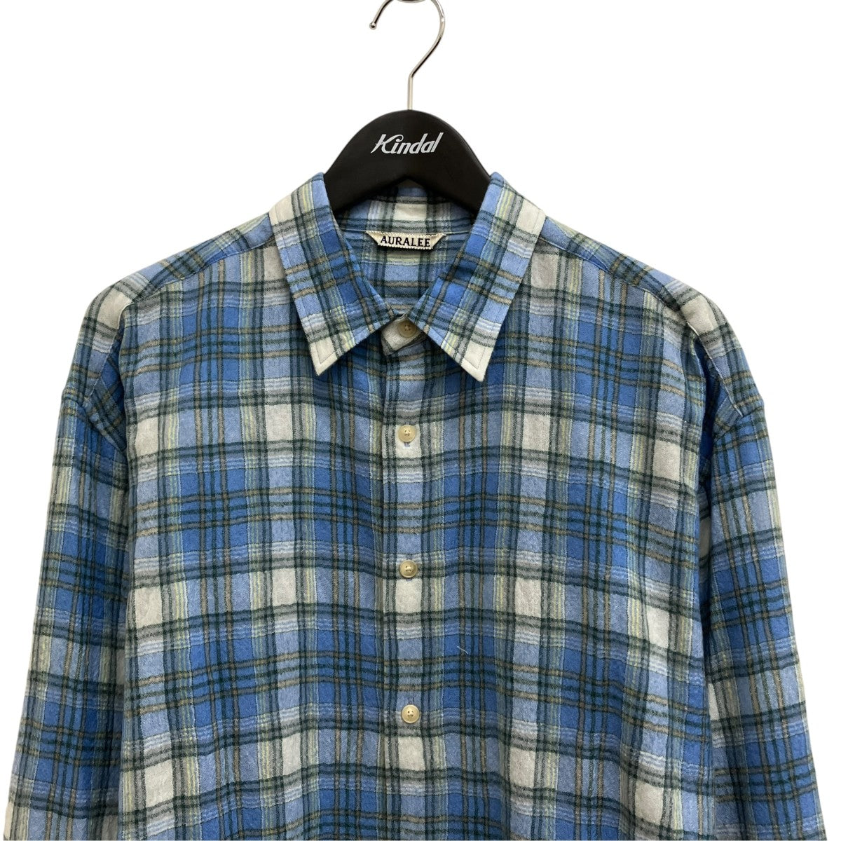 AURALEE AIRY WOOL CHECK SHIRT ／A24AS01WN 古着・中古-3枚目のアイテム画像