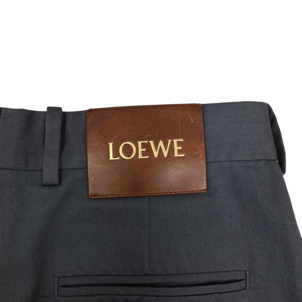 LOEWE 25SSレザーパッチ ワイドチノ ツータックスラックスH526Y04WFX 古着・中古-5枚目のアイテム画像
