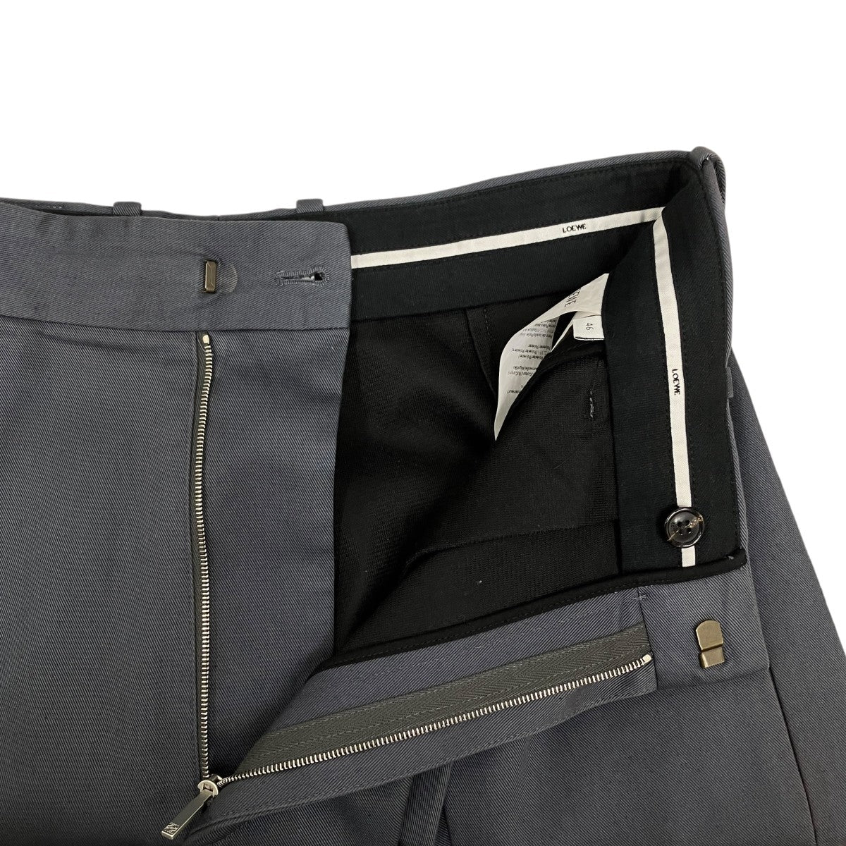 LOEWE 25SSレザーパッチ ワイドチノ ツータックスラックスH526Y04WFX 古着・中古-8枚目のアイテム画像