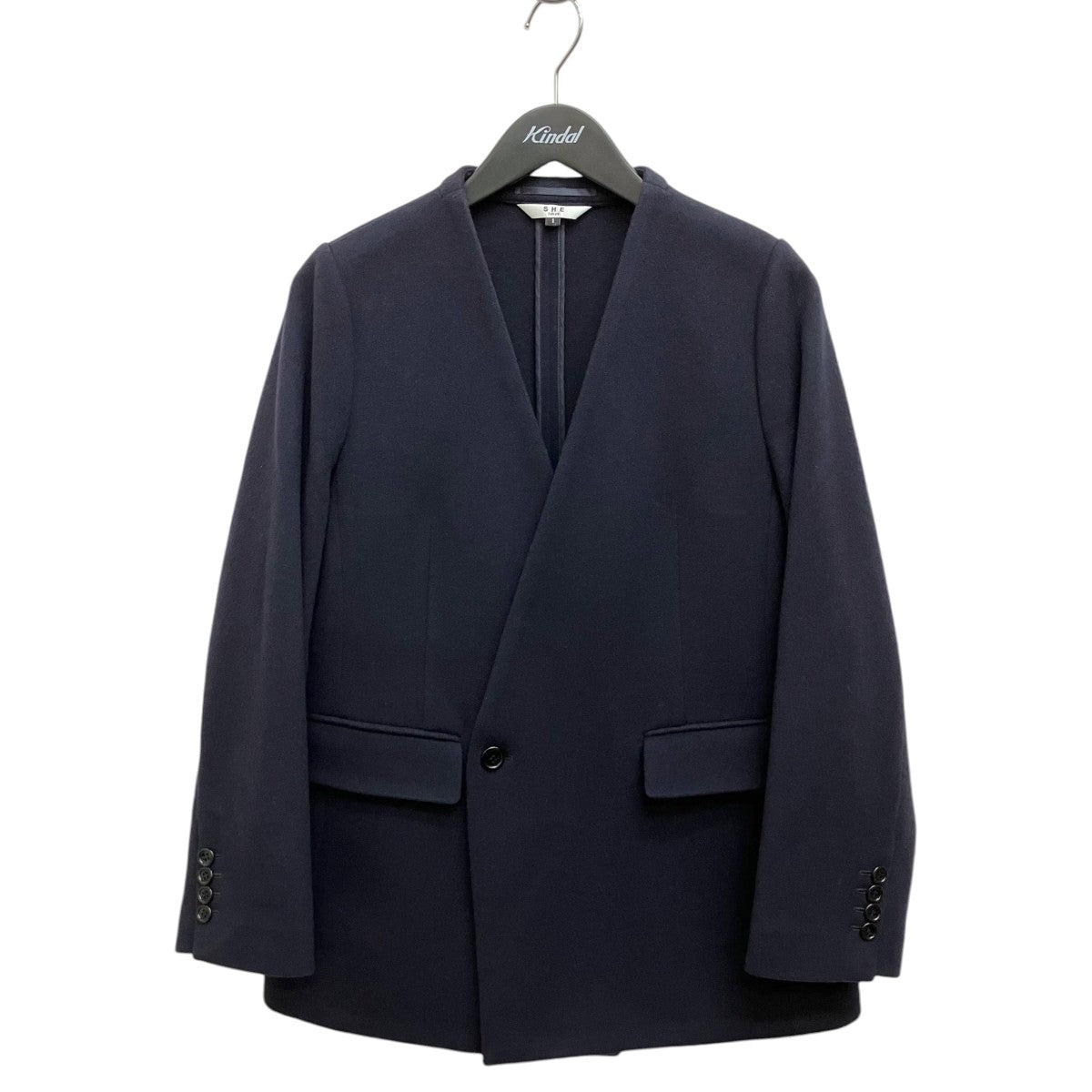 SHE Tokyo ウール×カシミヤノーカラージャケットS-JK-39 古着・中古-1枚目のアイテム画像