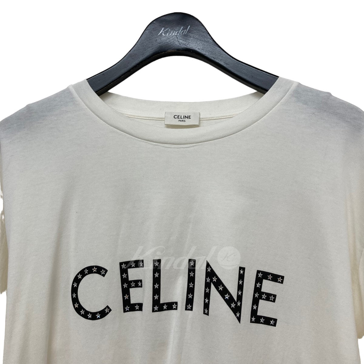 CELINE(セリーヌ) ラインストーンルーズＴシャツ 2X47F671Q ホワイト 