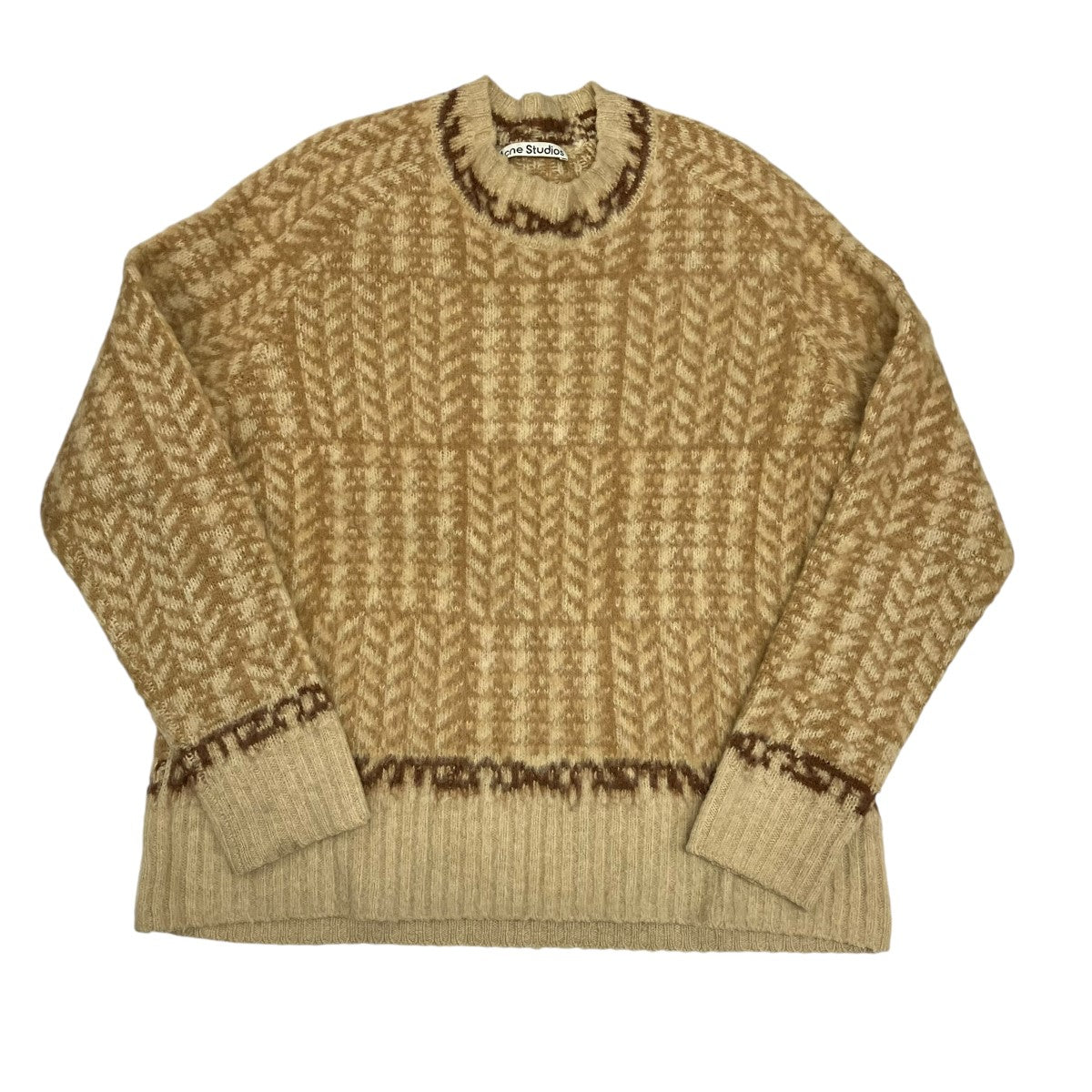 ACNE STUDIOS(アクネストゥディオズ) ハウンドトゥースチェッククルーネックニットFN-MN-KNIT000279/B60203 FN-MN-KNIT000279/B60203  ブラウン×ベージュ サイズ S｜【公式】カインドオルオンライン ブランド古着・中古通販【kindal】