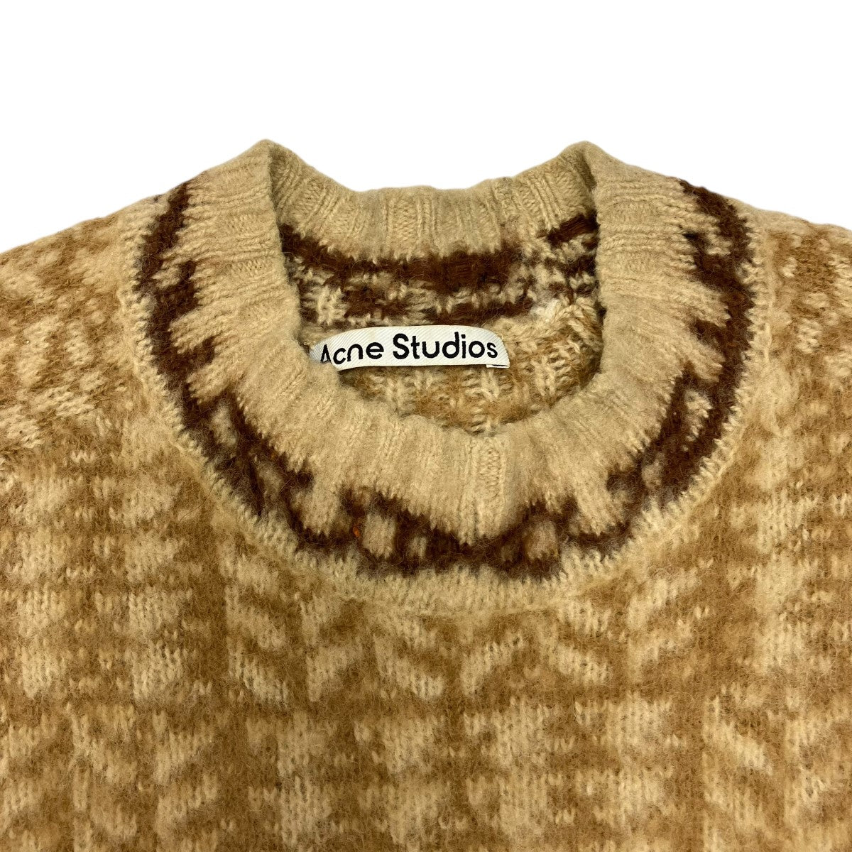 ACNE STUDIOS(アクネストゥディオズ) ハウンドトゥースチェッククルーネックニットFN-MN-KNIT000279/B60203  FN-MN-KNIT000279/B60203 ブラウン×ベージュ サイズ S｜【公式】カインドオルオンライン ブランド古着・中古通販【kindal】