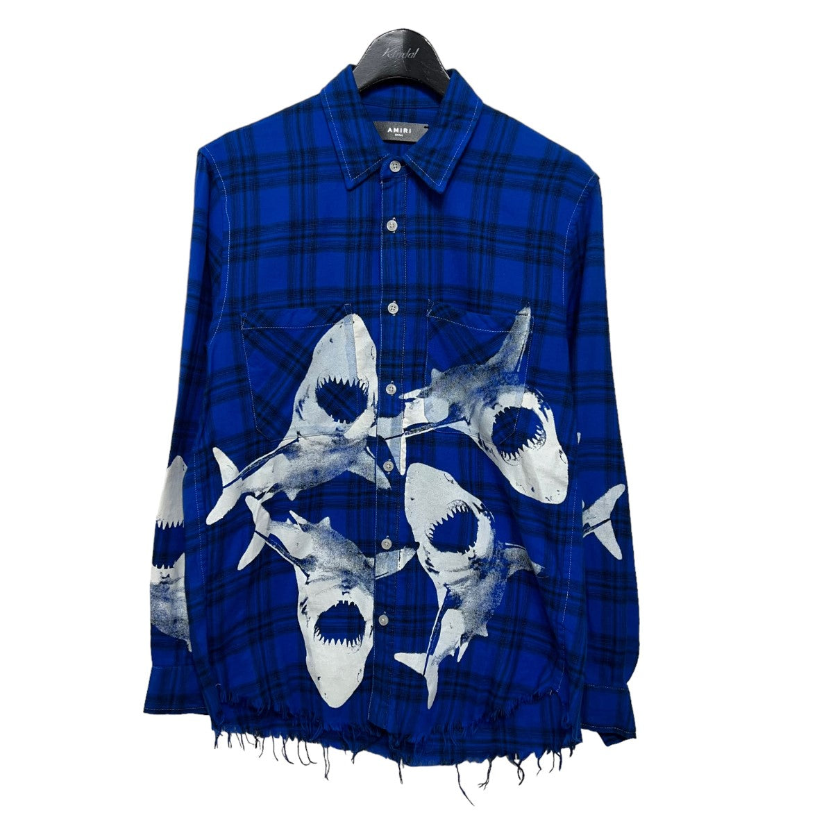 AMIRI(アミリ) シャークプリントチェックシャツ ブルー サイズ 12 