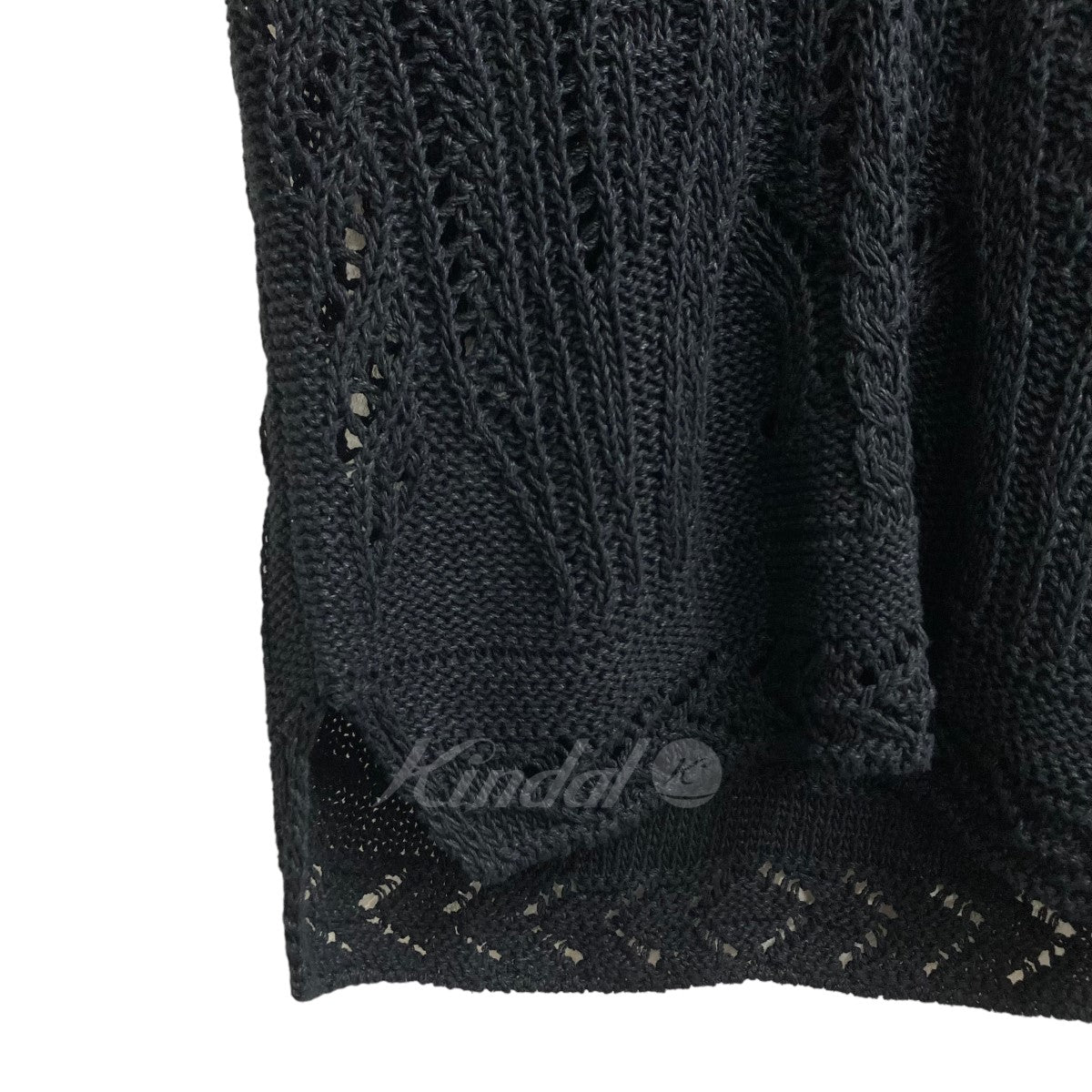 mame kurogouchi(マメ クロゴウチ) Curtain Lace Pattern Knitted V Neck Vest  MM21SS-KN006 ブラック サイズ 15｜【公式】カインドオルオンライン ブランド古着・中古通販【kindal】