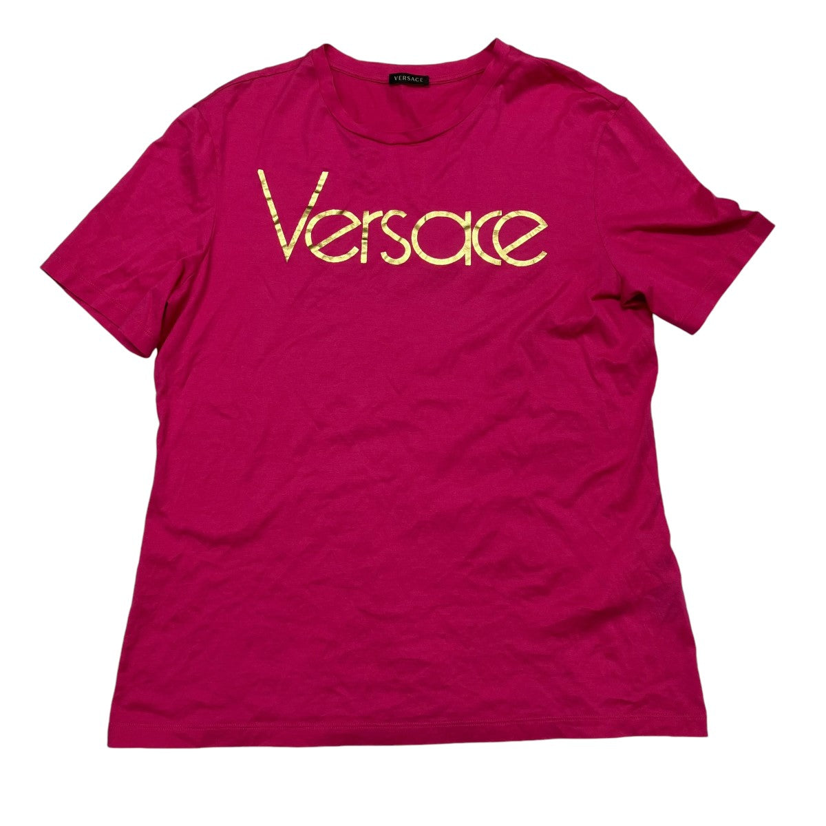 赤バッグデニム財布パンツ銀リングにVERSACEヴェルサーチTシャツ ジャンニヴェルサーチGIANNI VERSACE ハートプリントボタン