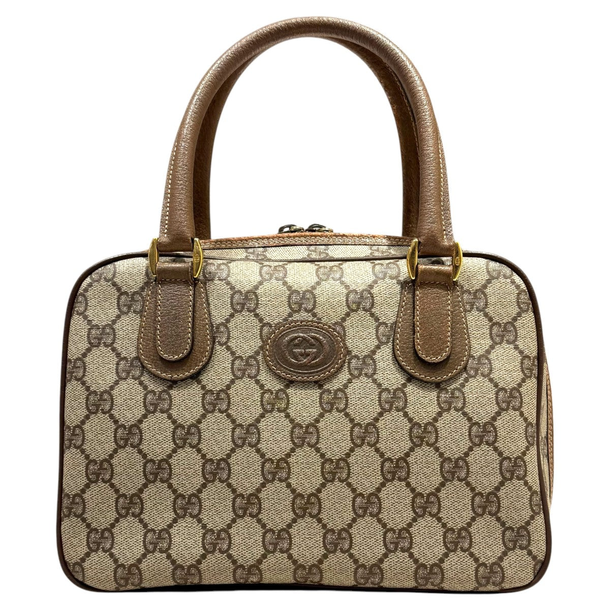 美品⭐︎GUCCI インターロッキング ゴールド金具 ブラウン ハンドバッグ GUCCI(グッチ) 816-3「スプリームインターロッキング「ハンドバッグ