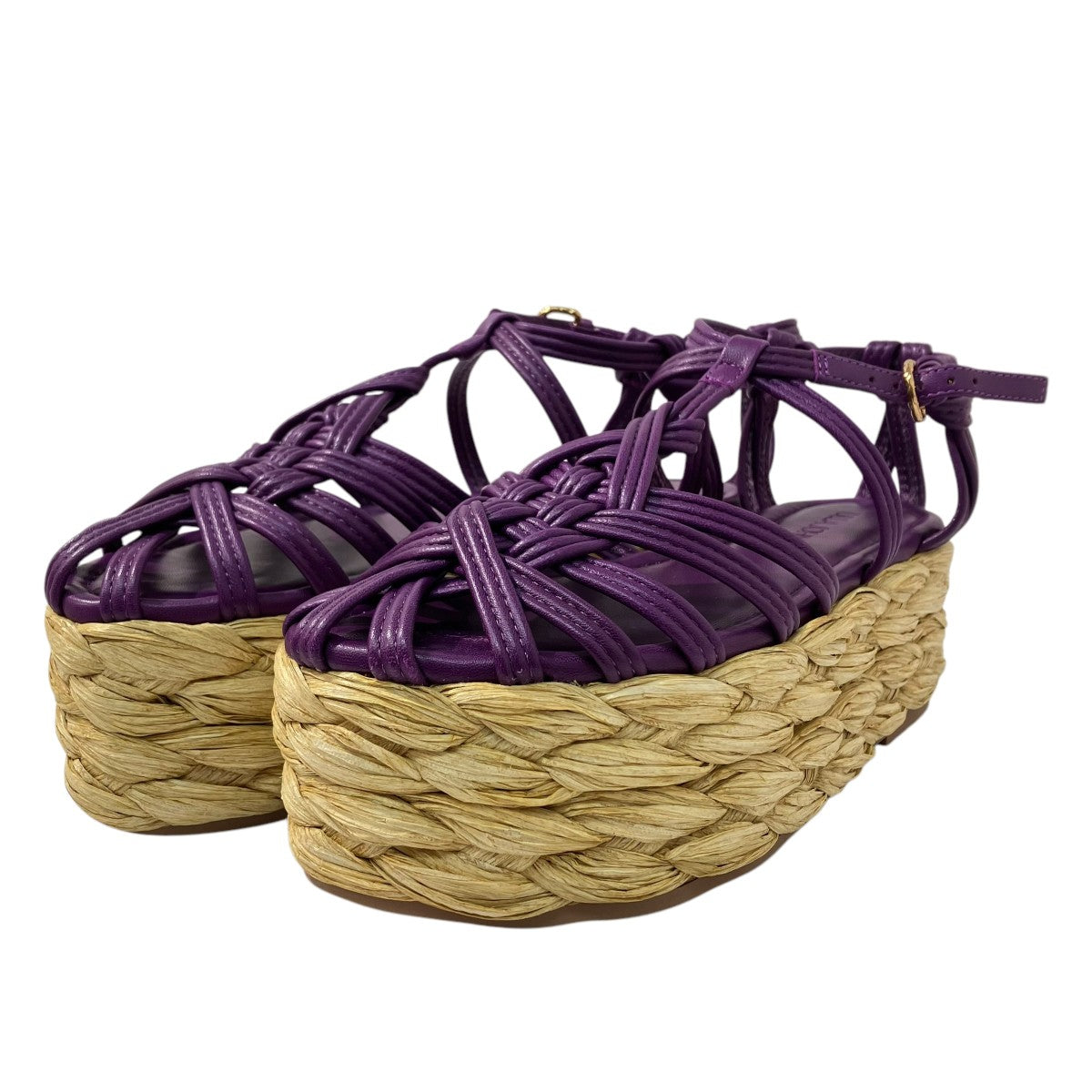 ULLA JOHNSON Viola Knotted Leather Flatform Sandals In PurpleサンダルSP231017 古着・中古-1枚目のアイテム画像