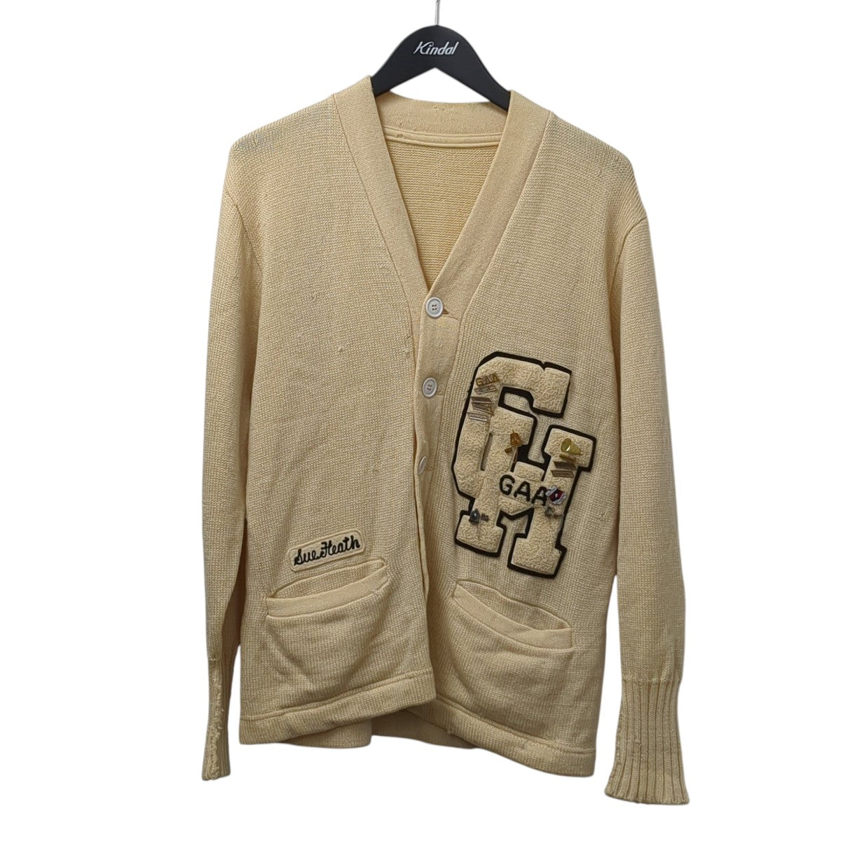 60s  GAA Award Cardigan レタード ピンズ付き リブ長カーディガン