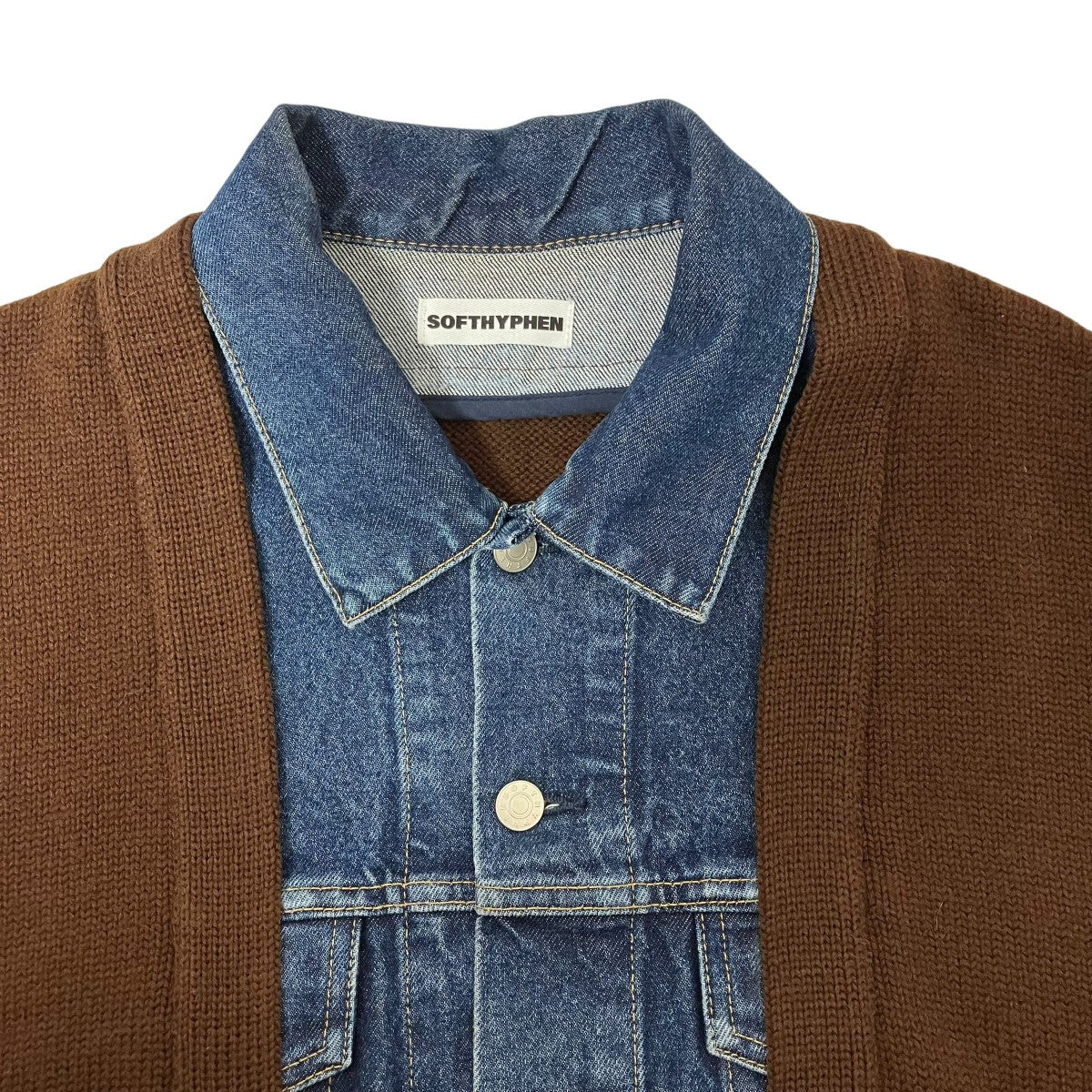 SOFTHYPHEN ソフトハイフン デニムニット ドッキングカーディガン SOFTHYPHEN(ソフトハイフン) SOFTHYPHEN DENIM MIX CARDIGANDENIM MIX