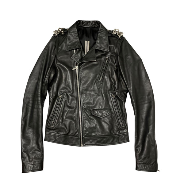 希少 リックオウエンス ライダース フードあり 変形 ニット切り替え 黒