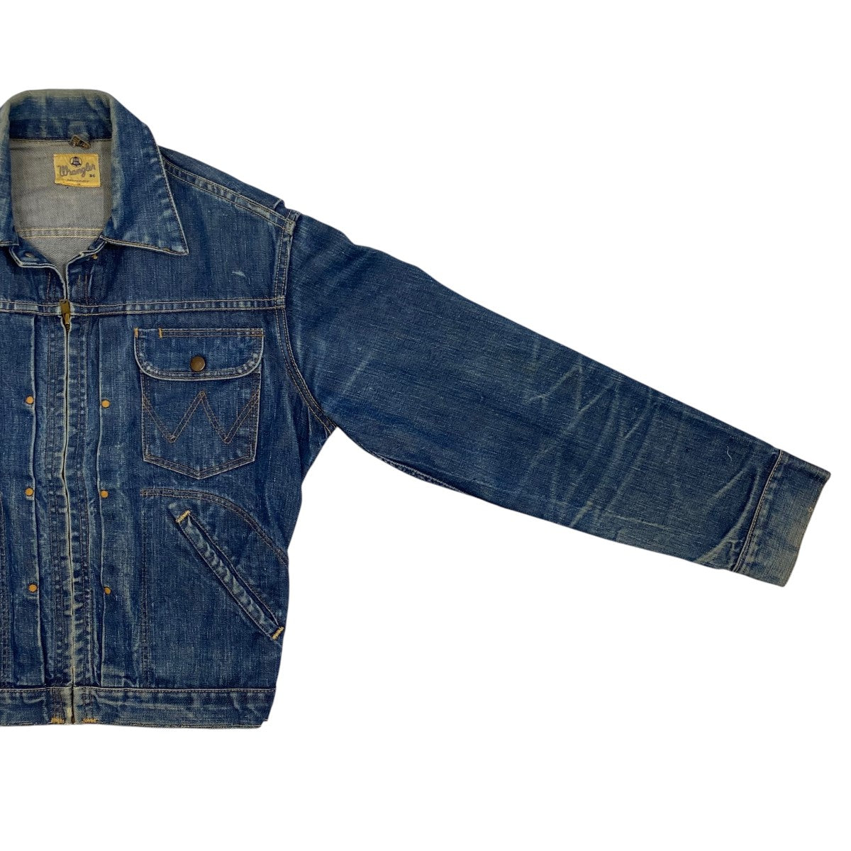 50's WRANGLER 11MJZ 前期 BIG SIZE SZ50 Vintage 1950s Wrangler 11MJZ Size 14 Kids Denim Jacket Made