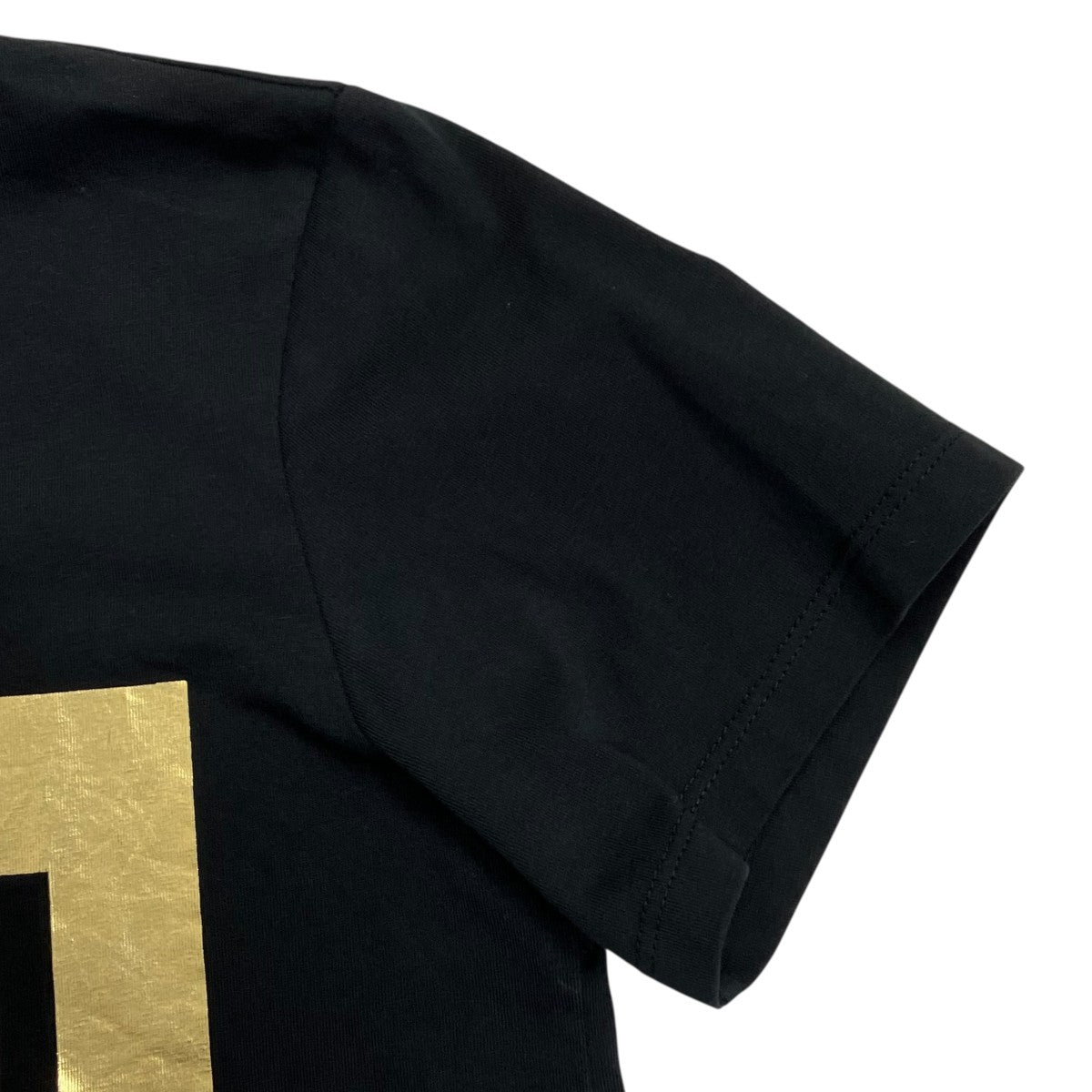 エムエスジーエム MSGM Tシャツ ブラック×ゴールド サイズ：XS エムエスジーエムMSGM ロゴプリントTシャツ 黒XS | DCブランド