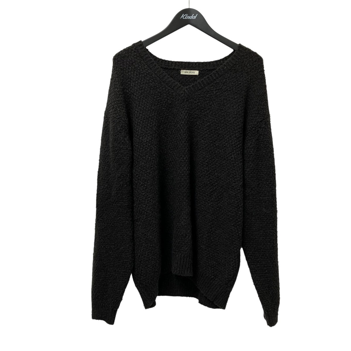 VAINL ARCHIVE　25SS 黒ヘンリーネックサマーコットンニット　長袖 VAINL ARCHIVE25SS 黒ヘンリーネックサマーコットンニット長袖