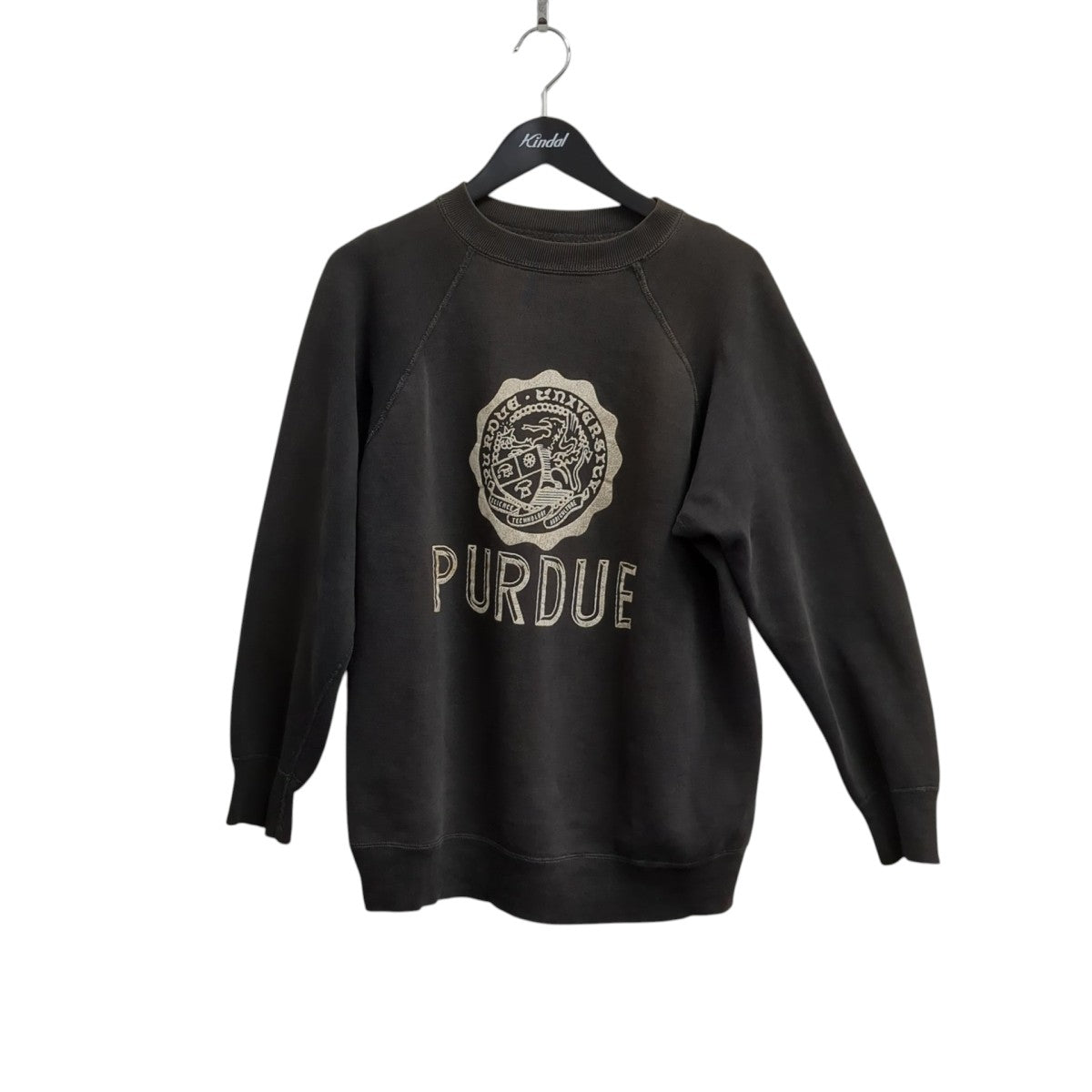 60s PURDUE カレッジ フロッキープリント 脇下ガゼットトレーナー