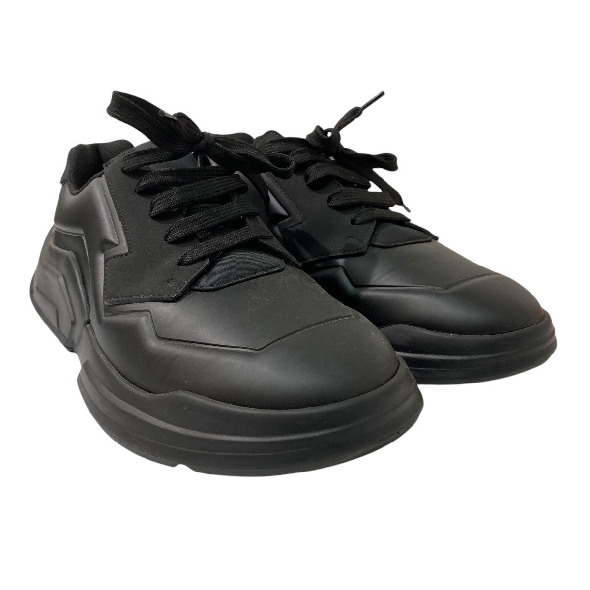 PRADA ブラックシューズ ブラック プラダ トブラック レースアップレザーシューズ | PRADA