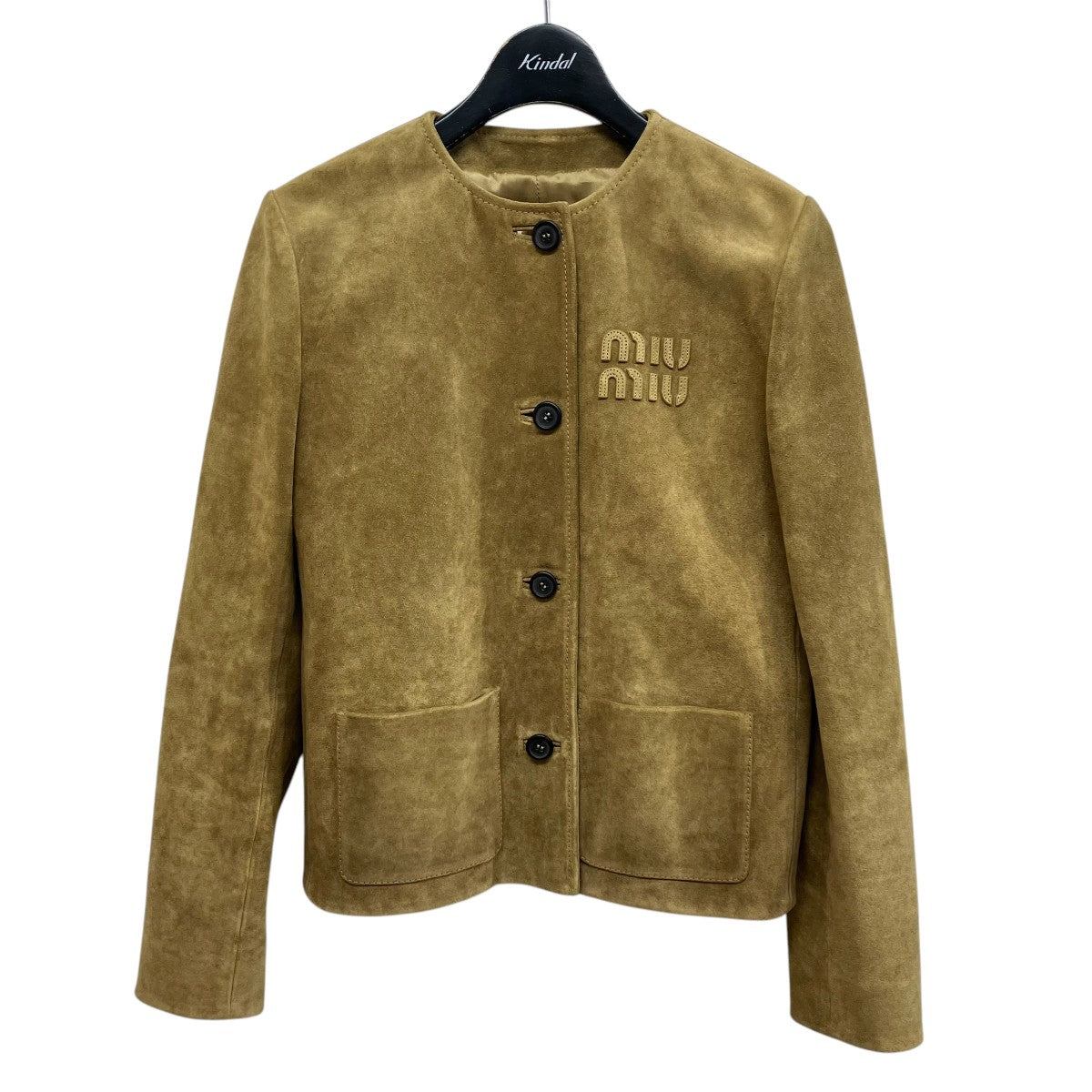 Miu Miu カジュアルジャケット カーキ 2138822N0025 Grey Chambray Jacket With Velvet Collar | Miu Miu