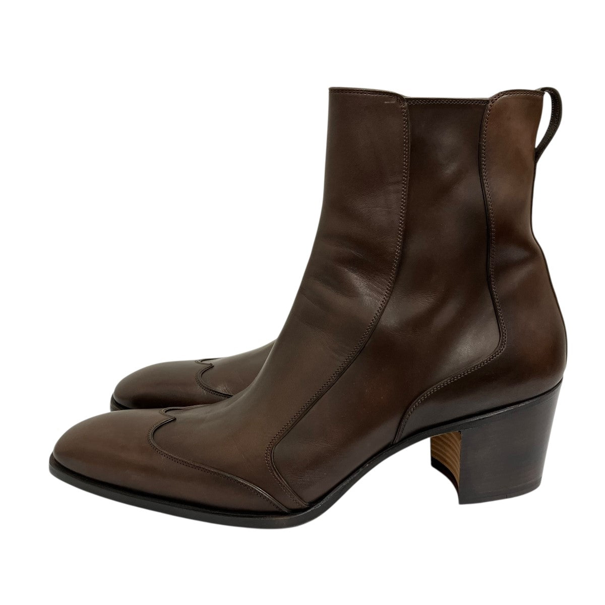 YVES SAINT LAURENT YSL 太ヒールショートブーツ ブラウン SAINT LAURENT - 美品 イヴサンローラン Yves Saint Laurent
