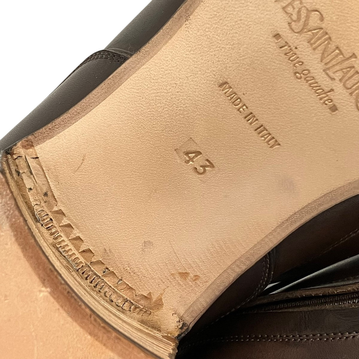 YVES SAINT LAURENT YSL 太ヒールショートブーツ ブラウン YVES SAINT LAURENT YSL 太ヒールショートブーツ ブラウン