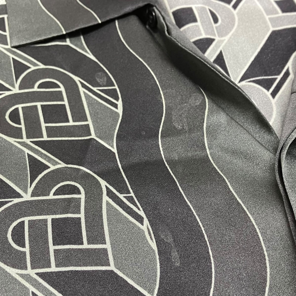 シルク100%】MaxMara /フルーツ柄オープンカラーシャツ 総柄 白