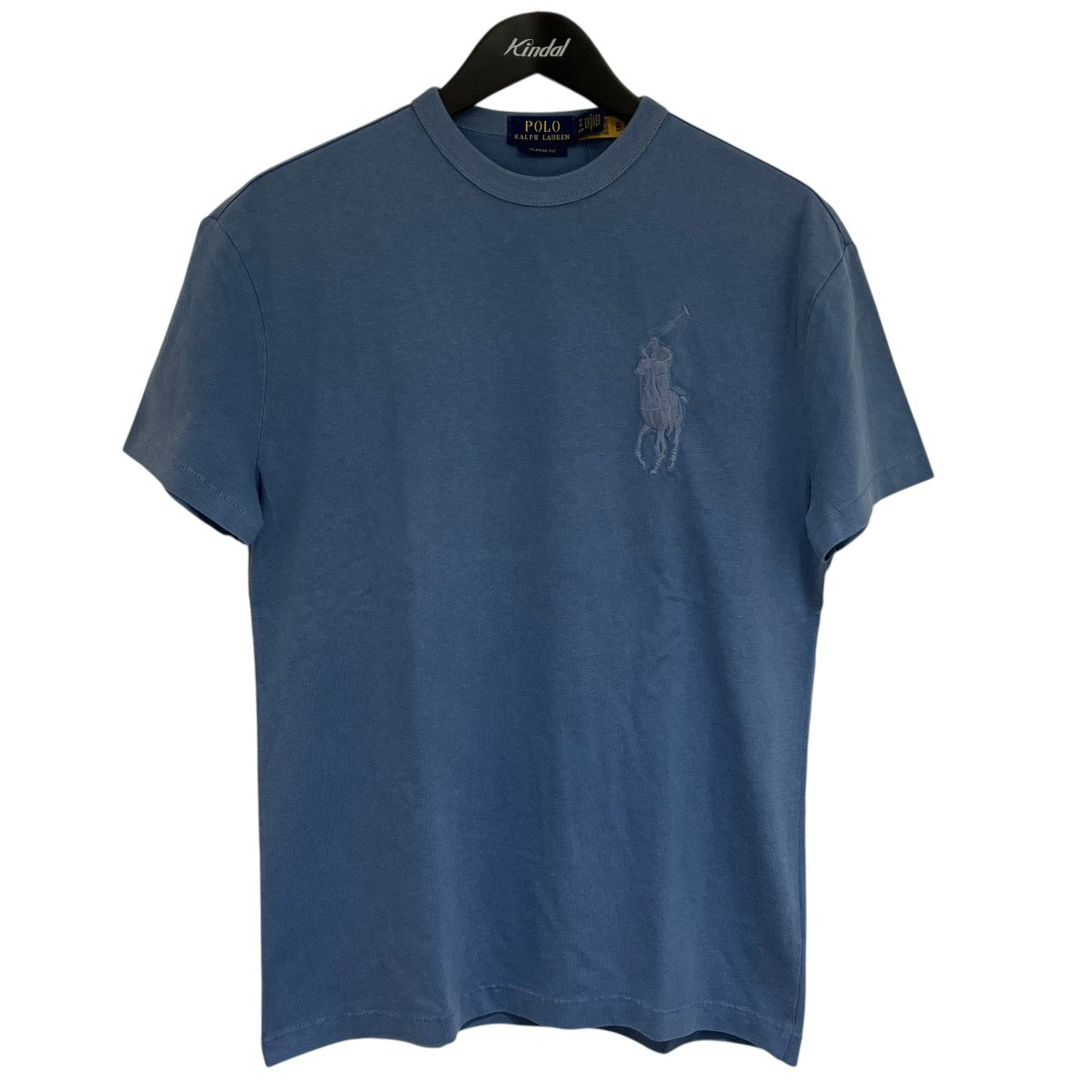 美品 ポロラルフローレン Tシャツ ロゴ刺繍 パッチワーク風 インディゴ XS POLO RALPH LAUREN(ポロラルフローレン) パッチワークシャツ