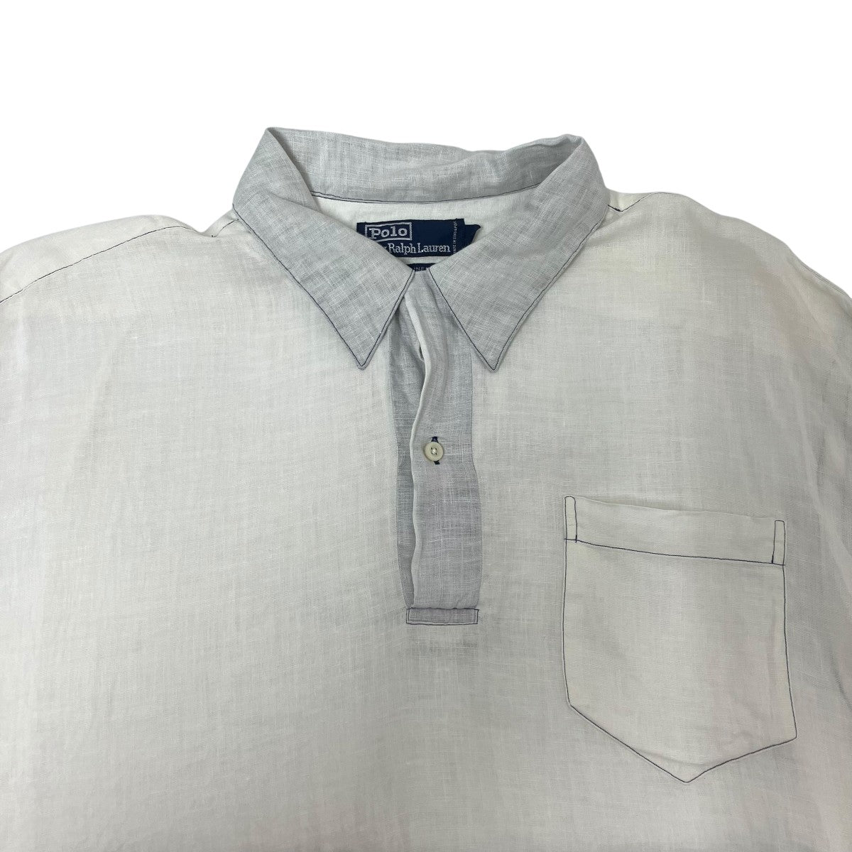 RALPH LAUREN 90s オープンカラー プルオーバー リネン ポニーなしシャツ 古着・中古-3枚目のアイテム画像