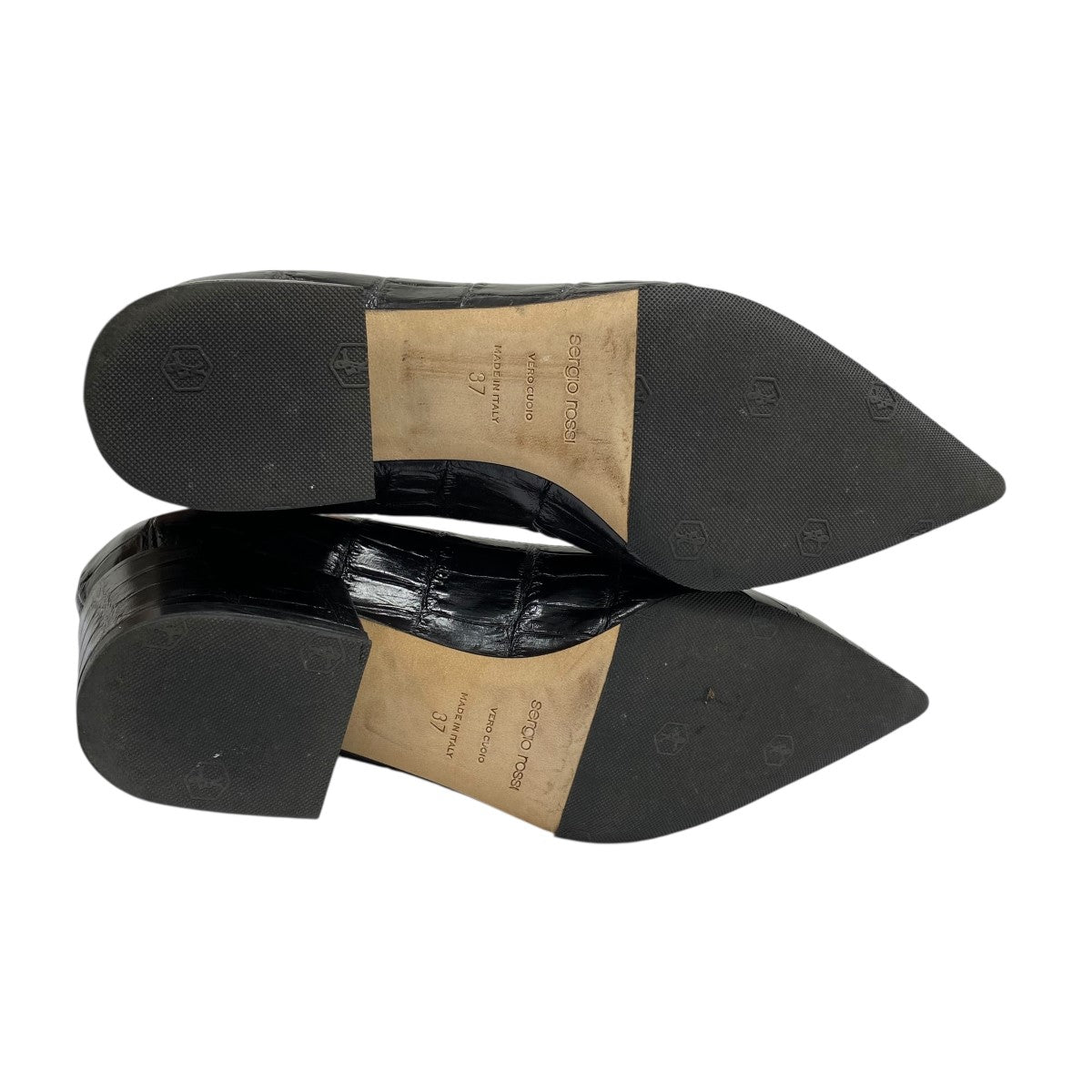 【値下げしました】sergio rossi ブラックスクエアトゥパンプス希少品 パンプス ブラック ローヒール: 45mm, sr1 - Pumps Black