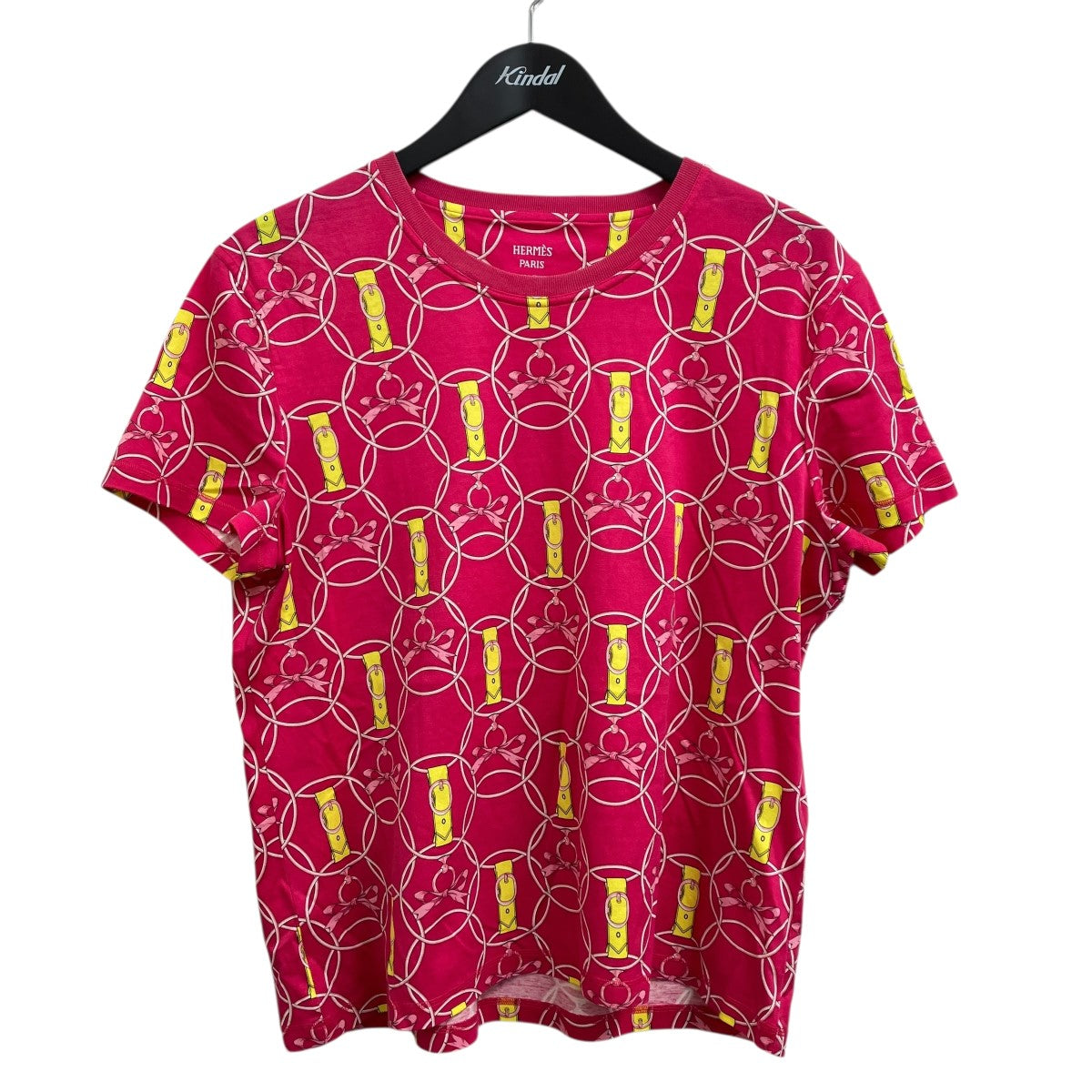 エルメス HERMES Ｔシャツ 2H4618DB ピンク×イエロー サイズ：42 HERMES(エルメス) Tシャツ2H4618DB 2H4618DB ピンク×イエロー
