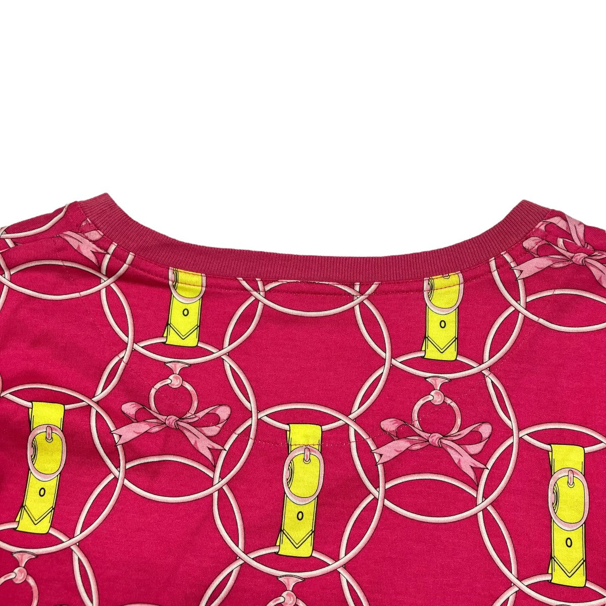エルメス HERMES Ｔシャツ 2H4618DB ピンク×イエロー サイズ：42 HERMES(エルメス) Tシャツ2H4618DB 2H4618DB ピンク×イエロー