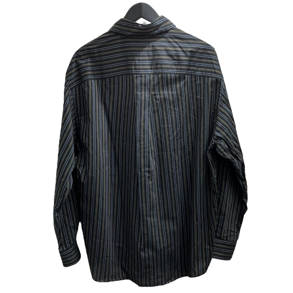LEMAIRE/ルメール　ノーカラーストライプシャツ　古着　長袖シャツ LEMAIRE(ルメール) ノーカラー半袖シャツ ホワイト サイズ 48