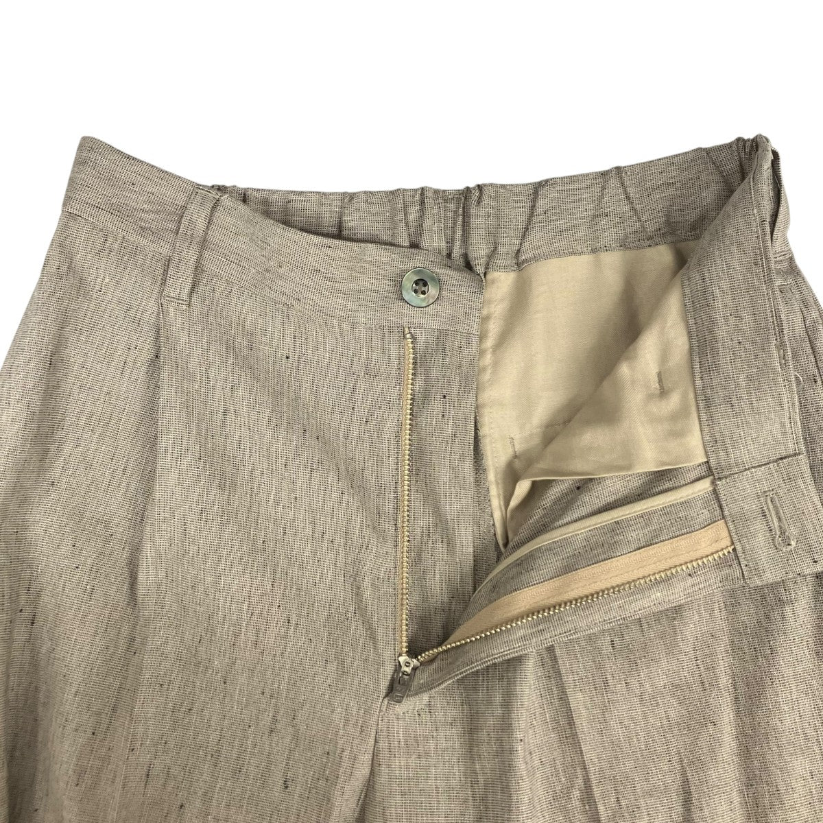 【新品タグ付】マチュールフレームワーク ナイロンスリムレッグパンツ キャメル ニュアンス NewAnce Two Pleats Slucks スラックス パンツ