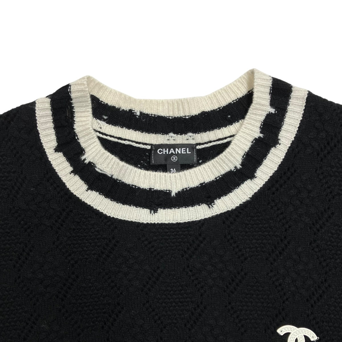 定価50万 CHANEL 23SS ココマーク ロゴ カシミヤ ストライプニット 定価50万 CHANEL 23SS ココマーク ロゴ カシミヤ ストライプ