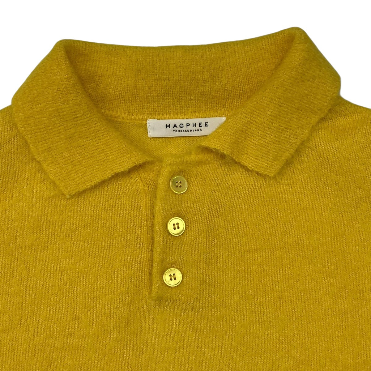 マカフィー MACPHEE 24AW アルパカシャギー ポロプルオーバー ニットポロシャツ 12-02-44-02110 イエロー サイズ：S MACPHEE(マカフィー) 24AWアルパカシャギー ポロプルオーバー