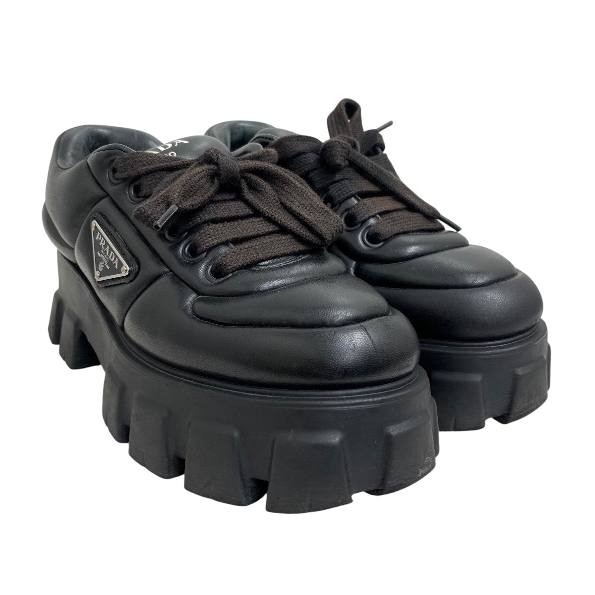 PRADA(プラダ) パデッドナッパレザースニーカー ブラック サイズ