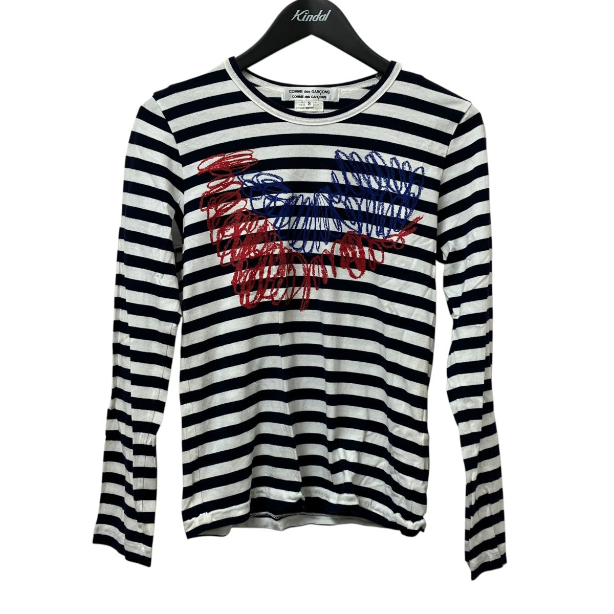 美品 COMME des GARCONSのボーダー×花柄 ロンT カットソー S COMME des GARCONS レディース ドット 長袖 Tシャツ (COMME des