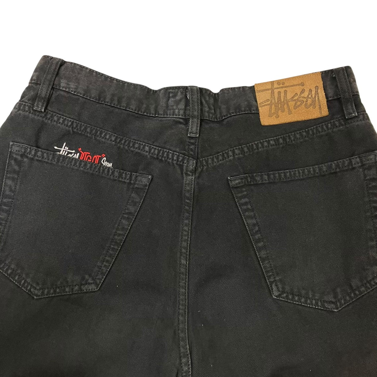 Stüssy ロゴプリント ブラックデニムパンツ　38インチ stussy(ステューシー) デニムパンツ インディゴ サイズ 32